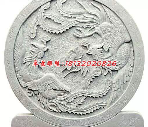 漢白玉神獸浮雕，鳳凰石浮雕