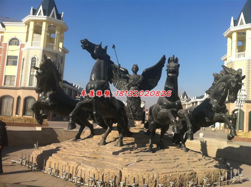 阿波羅戰(zhàn)車雕塑，小區(qū)景觀銅雕 (3)