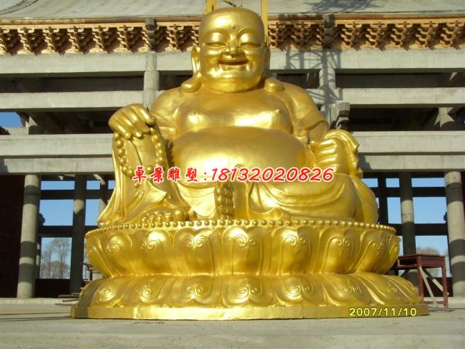 貼金佛像雕塑，彌勒佛銅雕