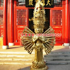 千手觀音銅雕，寺廟佛像雕塑