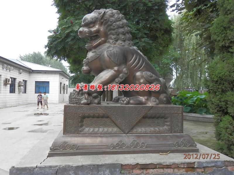 銅雕北京獅，看門獅子雕塑 (2)