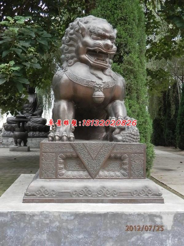銅雕北京獅，看門獅子雕塑 (1)