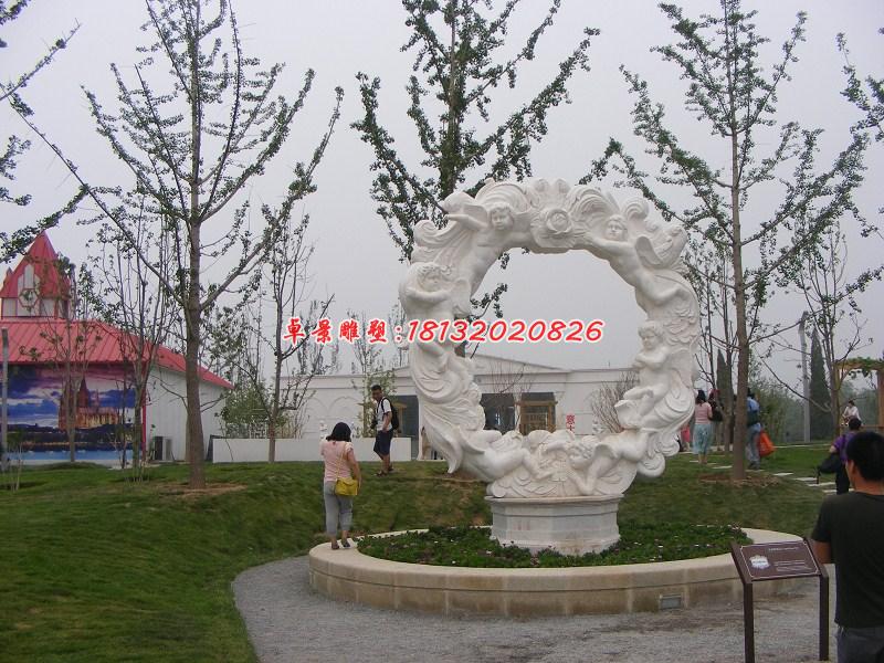西方小孩石雕，漢白玉景觀石雕