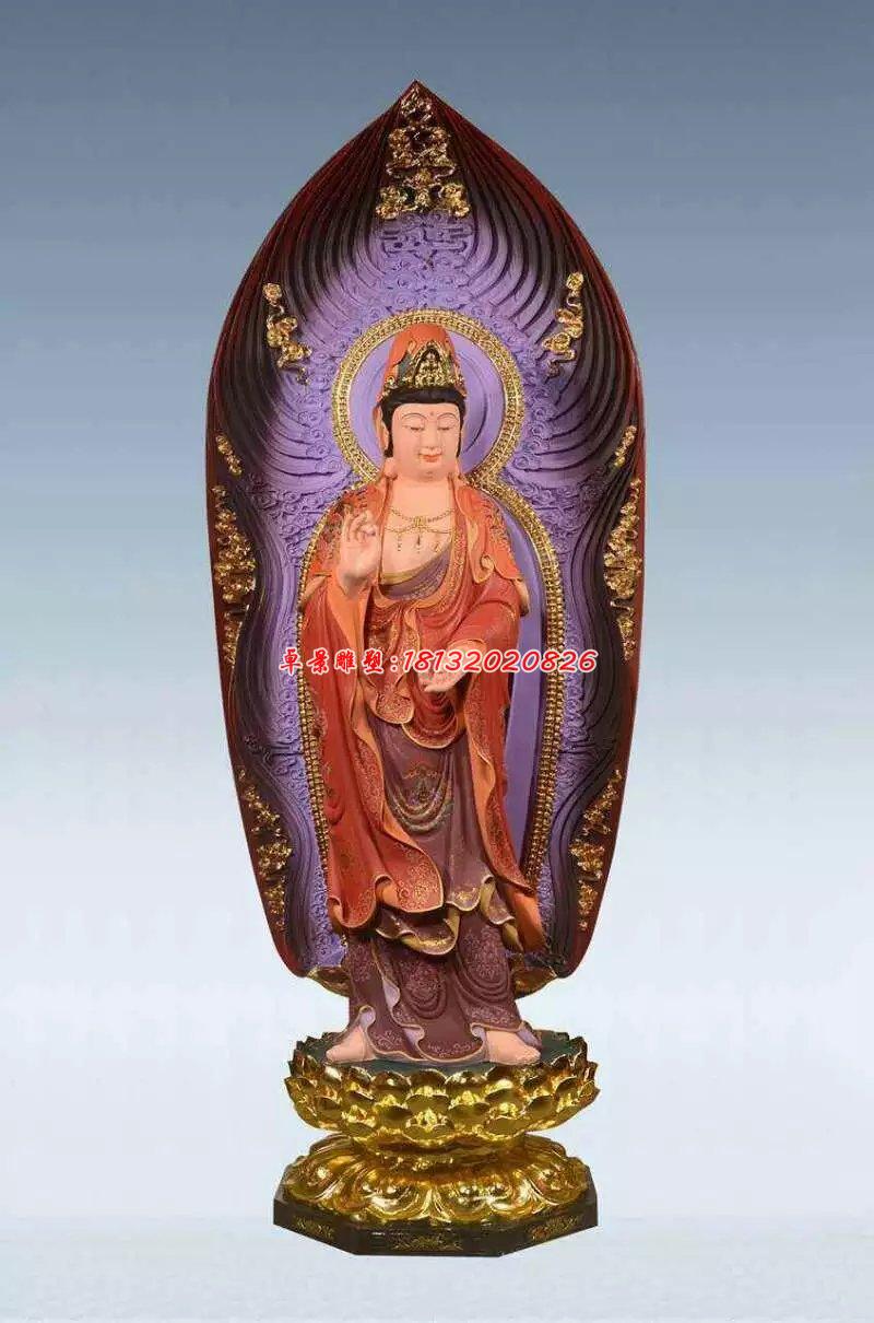 彩繪佛像雕塑，銅雕東方三圣 (1)