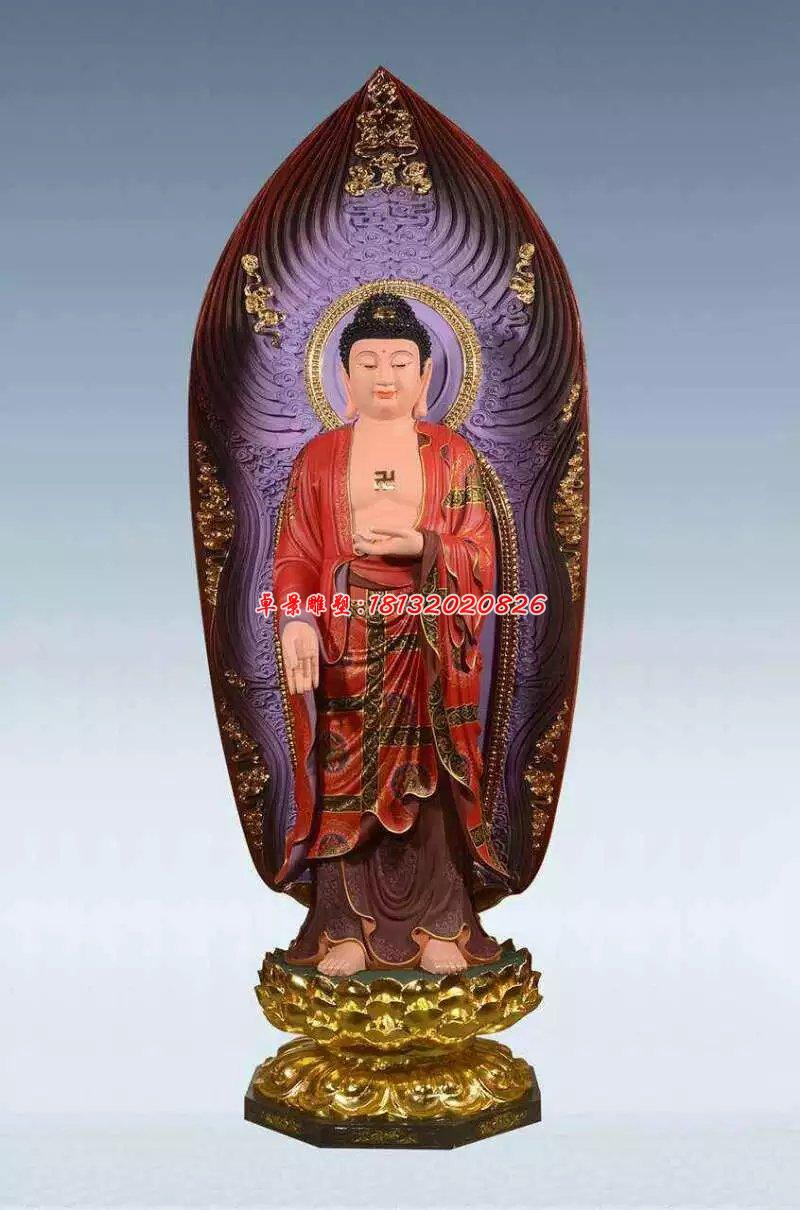 彩繪佛像雕塑，銅雕東方三圣 (2)
