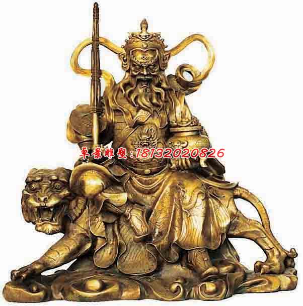 騎虎財(cái)神銅雕，武財(cái)神雕塑