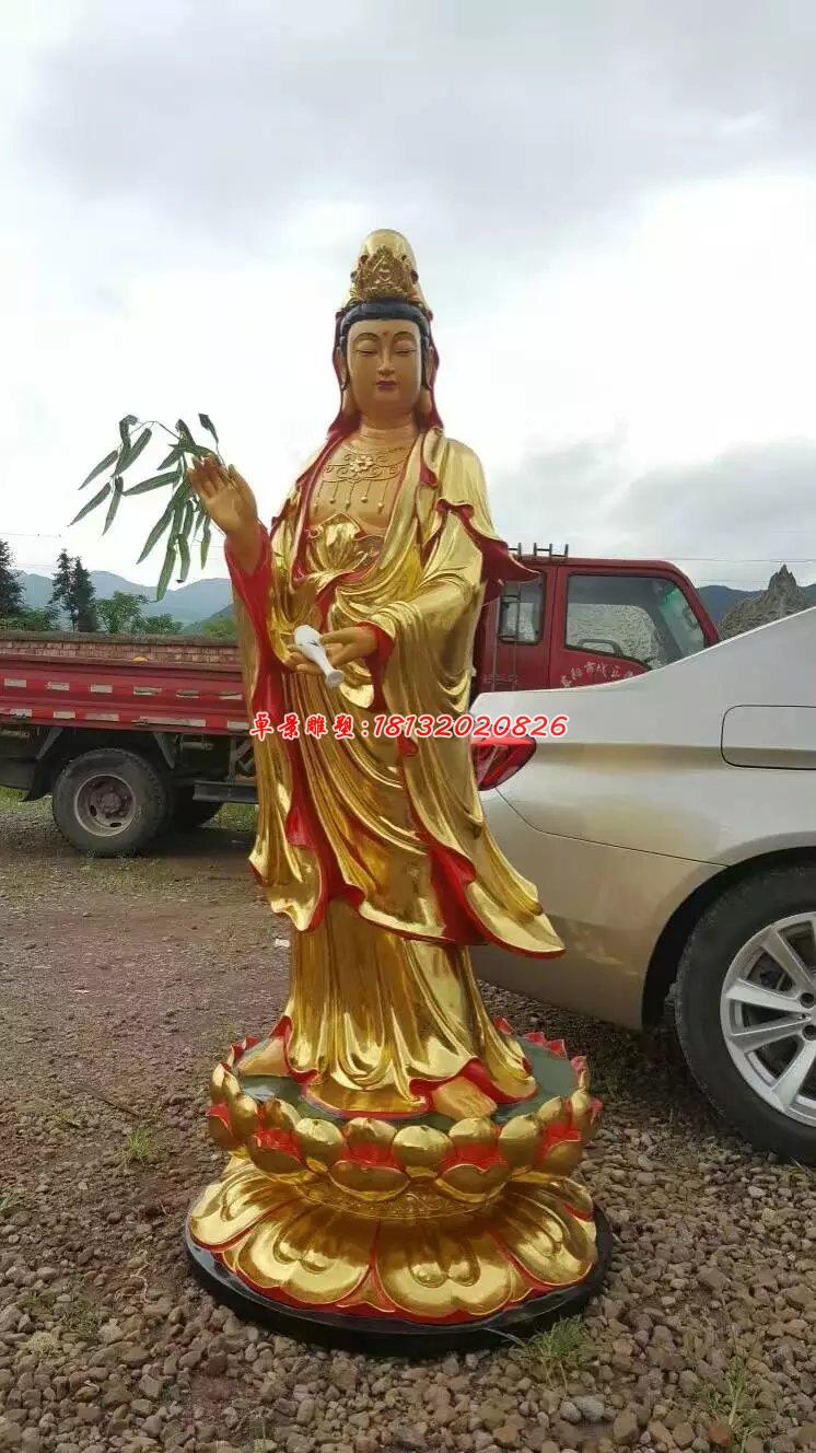貼金佛像雕塑，西方三圣銅雕 (1)