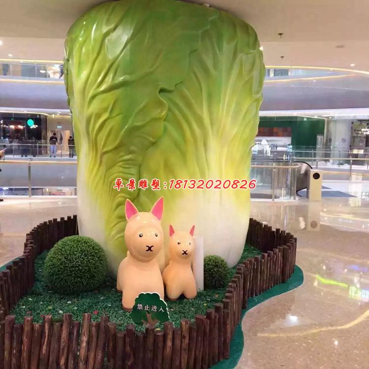 玻璃鋼白菜雕塑，商場(chǎng)玻璃鋼雕塑