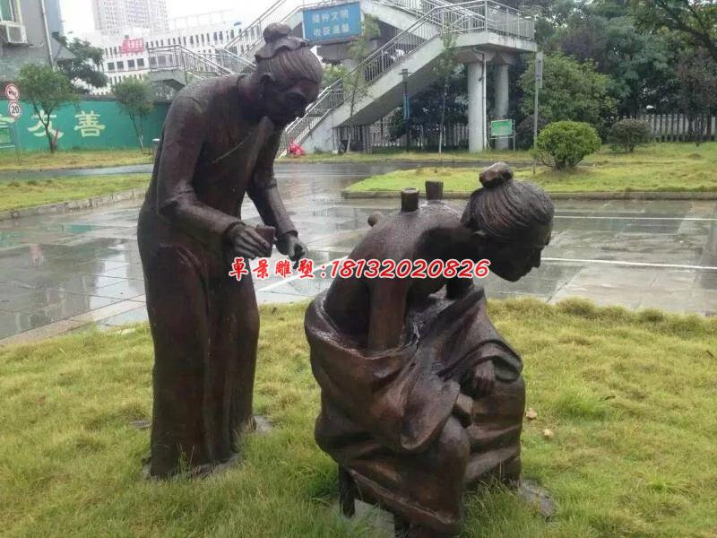 拔罐人物銅雕，公園人物雕塑