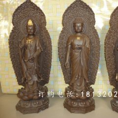 東方三圣銅雕，鑄銅東方三圣雕塑，西方三圣銅雕
