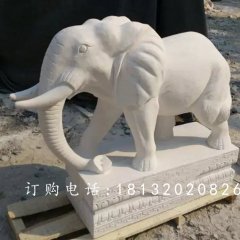 大象石雕，漢白玉大象雕塑，石雕大象