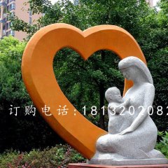 母愛石雕，公園母子雕塑