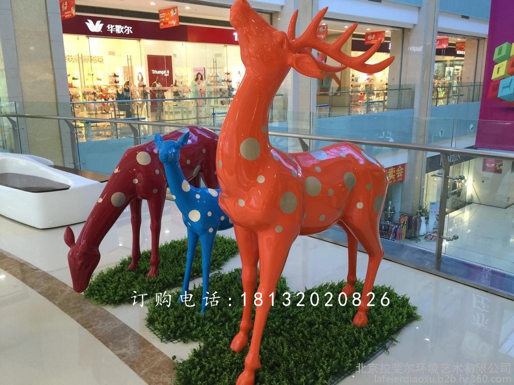 玻璃鋼小鹿雕塑，商場玻璃鋼小鹿雕塑