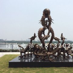 九龍戲珠銅雕，九龍銅雕，廣場(chǎng)龍雕塑