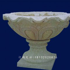 大理石花盆，石頭花盆雕塑