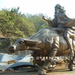 老子騎牛雕塑，古代人物騎牛雕塑