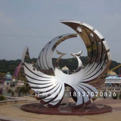 鳳凰山鳳凰雕塑，不銹鋼抽象鳳凰雕塑