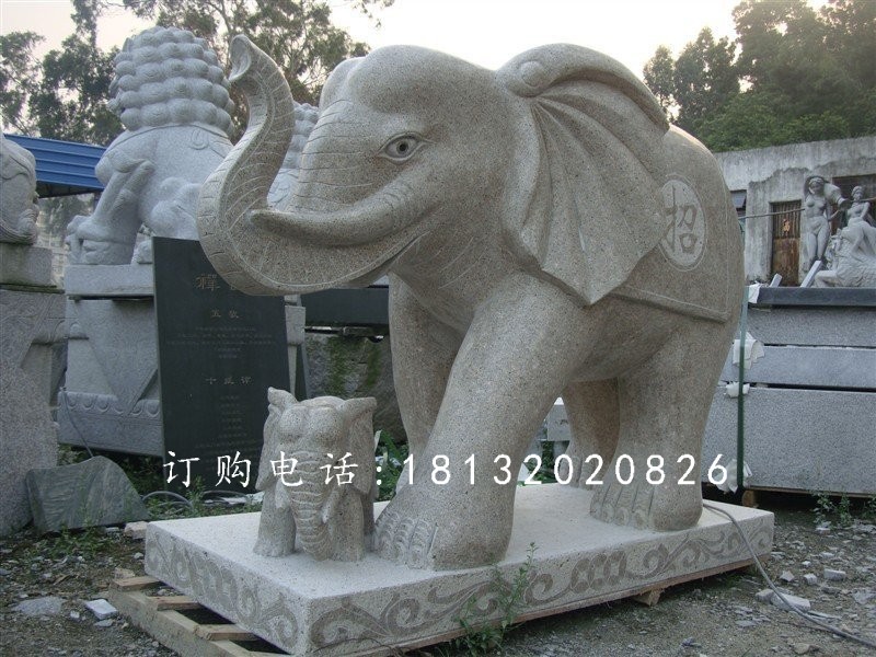 大象石雕，大理石大象雕塑 (8)