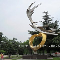 鳳凰展翅不銹鋼雕塑，公園景觀雕塑