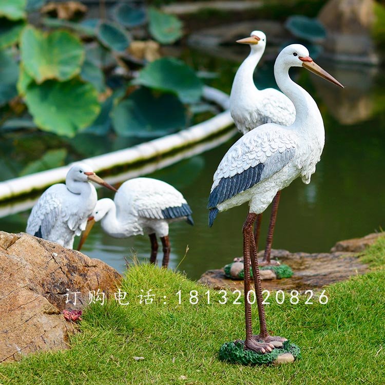 玻璃鋼仙鶴，玻璃鋼仿真仙鶴雕塑 (2)