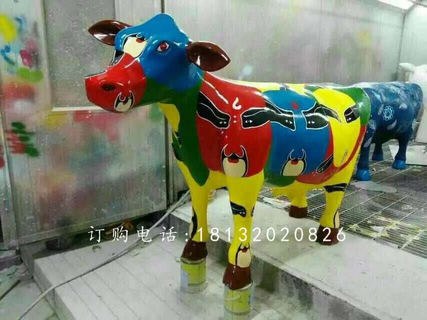 玻璃鋼小牛，彩繪玻璃鋼動(dòng)物雕塑 (4)