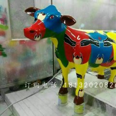 玻璃鋼小牛，彩繪玻璃鋼動物雕塑