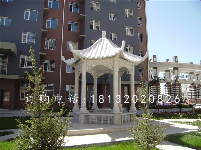 漢白玉石雕涼亭,小區(qū)石涼亭雕塑 (3)