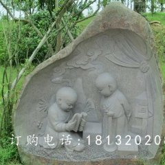 石雕小和尚，石雕人物雕塑
