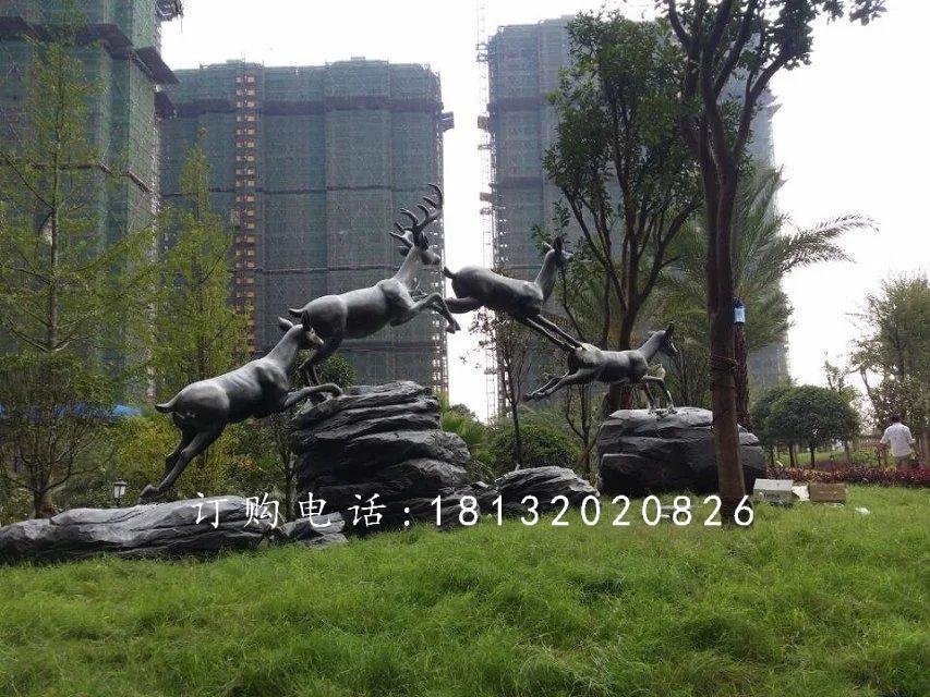 梅花鹿銅雕,跑著的梅花鹿銅雕 (1)