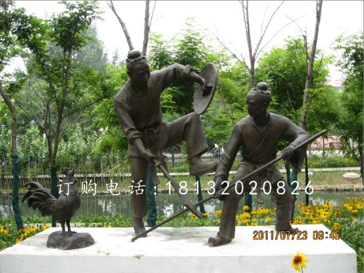 比武銅雕，古代人物銅雕