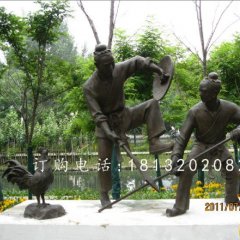 比武銅雕，古代人物銅雕