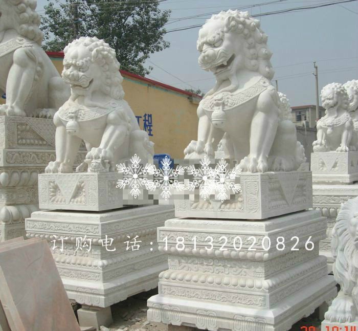 看門(mén)獅子雕塑,漢白玉石雕獅子 (1)
