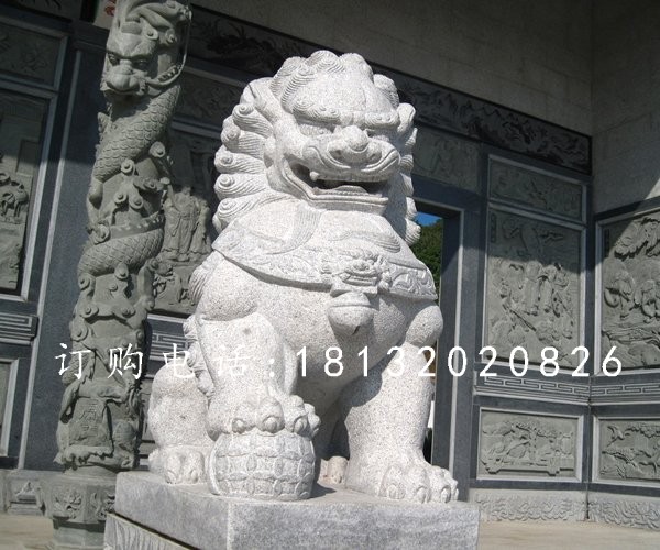 漢白玉石獅子雕塑，石獅子雕塑
