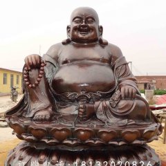 大肚彌勒佛銅雕，紫銅佛像雕塑