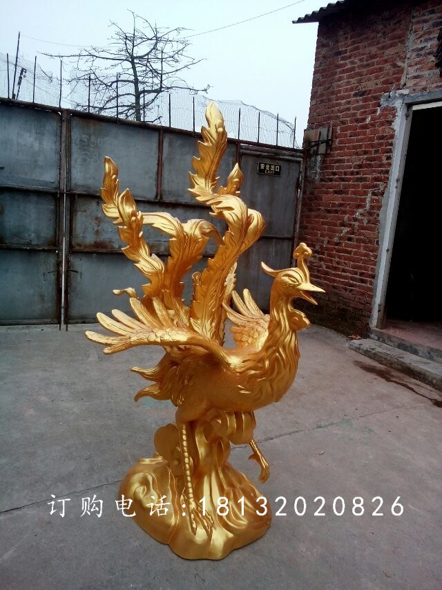 鳳凰銅雕，古代神獸銅雕 (2)