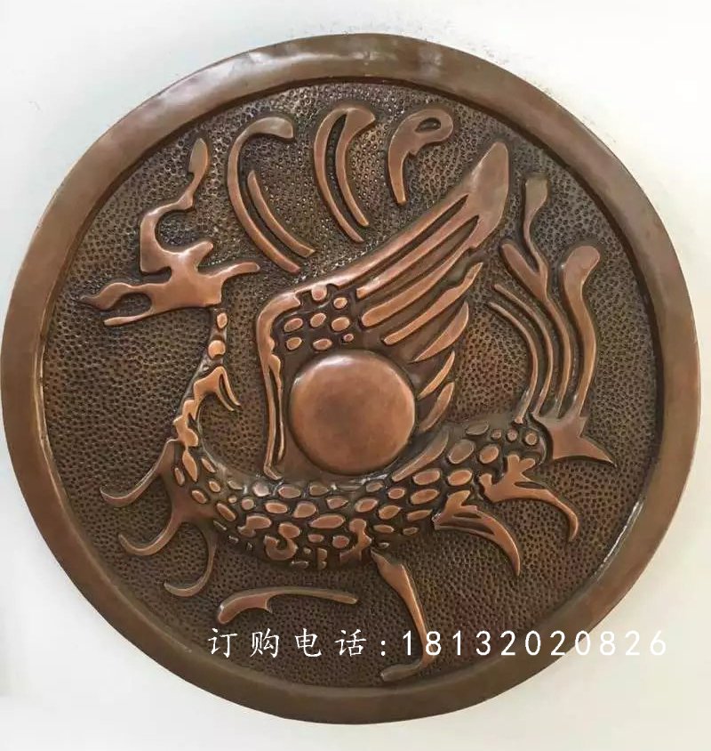 黃銅浮雕，古代神獸銅浮雕