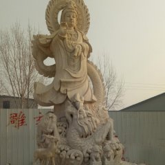 觀音菩薩石雕，大理石踩龍觀音雕塑