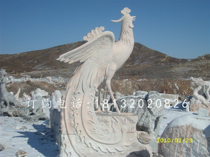 鳳凰石雕，晚霞紅動(dòng)物石雕 (1)