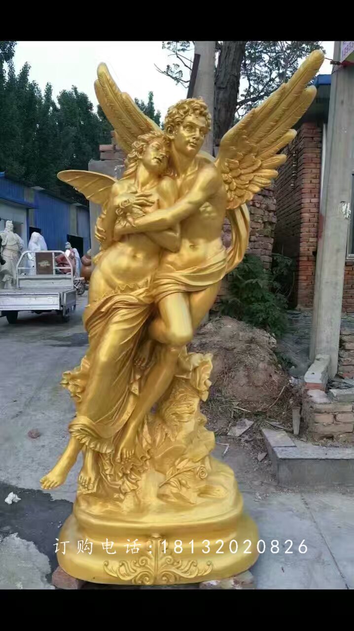 玻璃鋼愛神雕塑，西方情侶雕塑 (3)