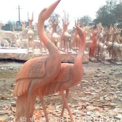 丹頂鶴雕塑，晚霞紅仙鶴動物石雕