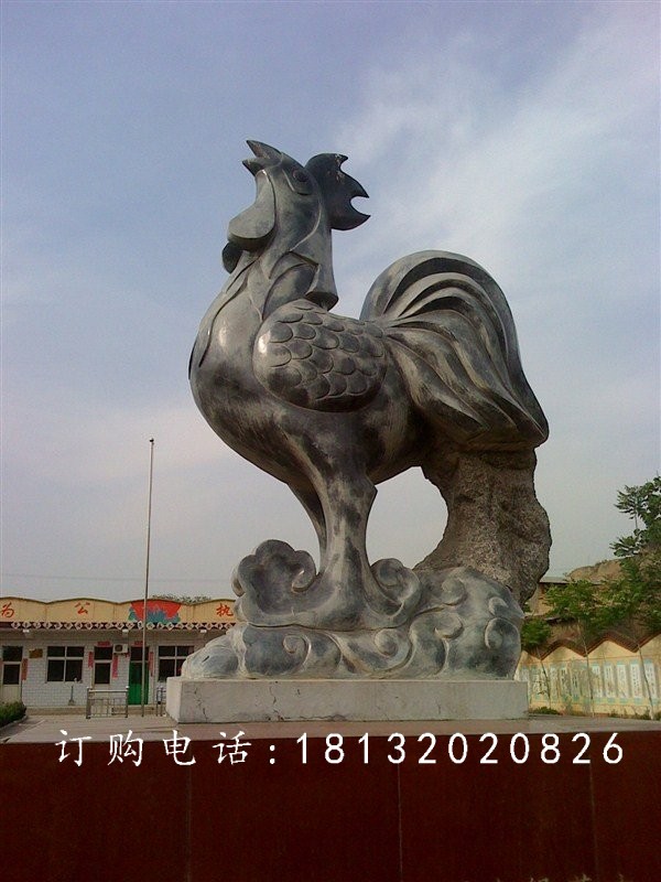 仿古公雞石雕，公園動(dòng)物石雕
