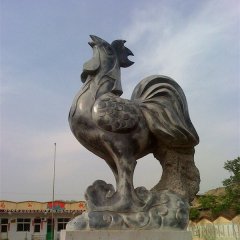 仿古公雞石雕，公園動(dòng)物石雕