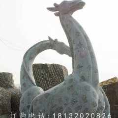 母子長頸鹿石雕，大理石動(dòng)物雕塑