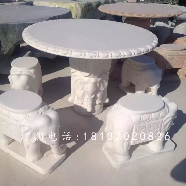 漢白玉桌凳石雕,公園石桌石凳 (2)
