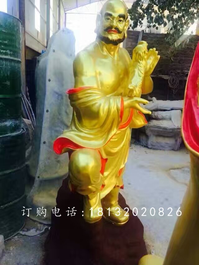 十八羅漢雕塑，玻璃鋼貼金羅漢 (1)