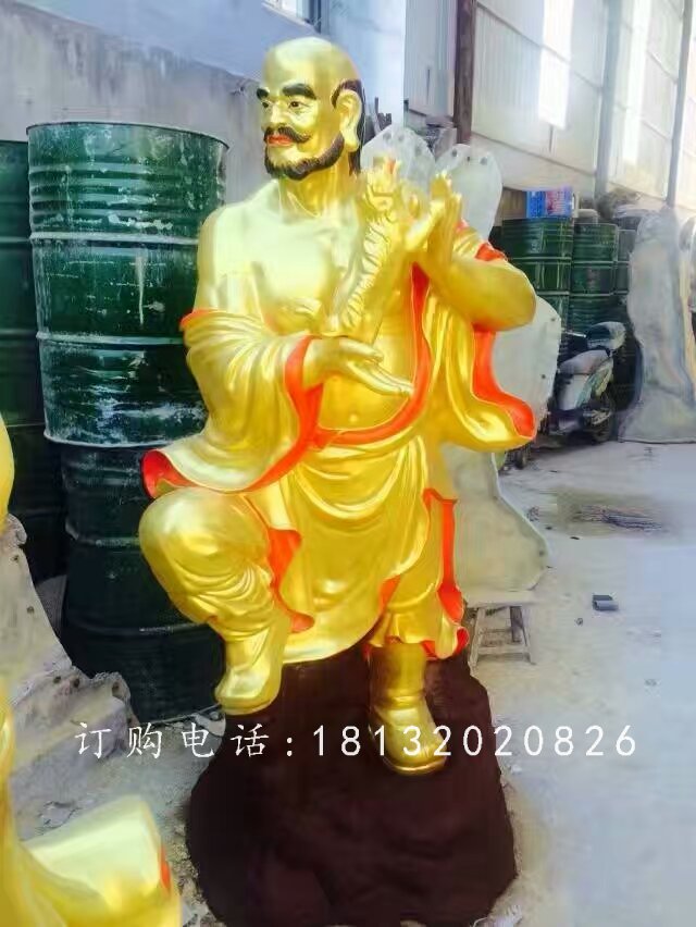 十八羅漢雕塑，玻璃鋼貼金羅漢 (2)