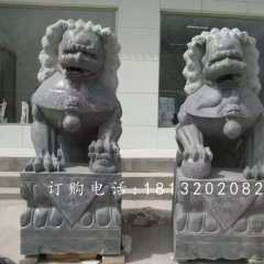青石獅子雕塑，石雕北京獅