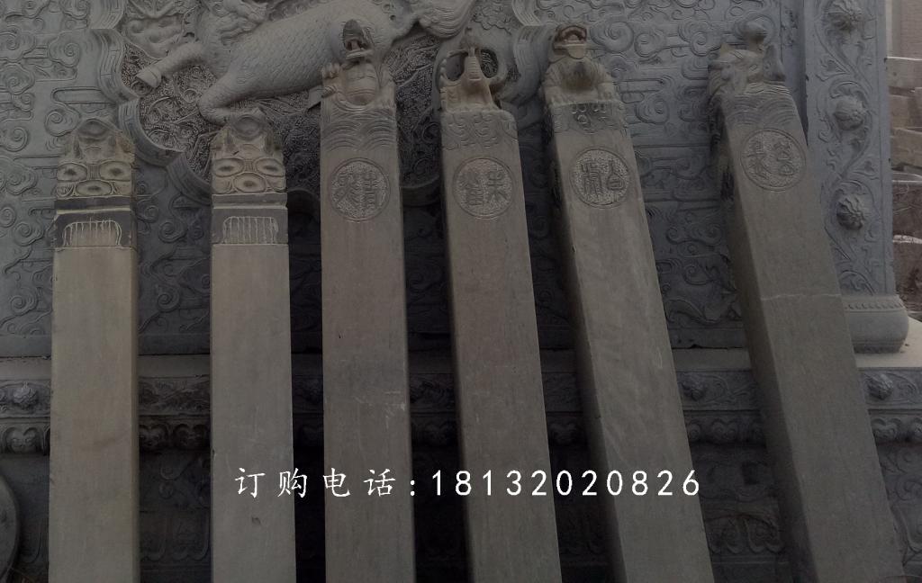 青石拴馬柱雕塑，仿古拴馬柱石雕