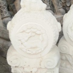 漢白玉門墩，抱鼓石雕塑