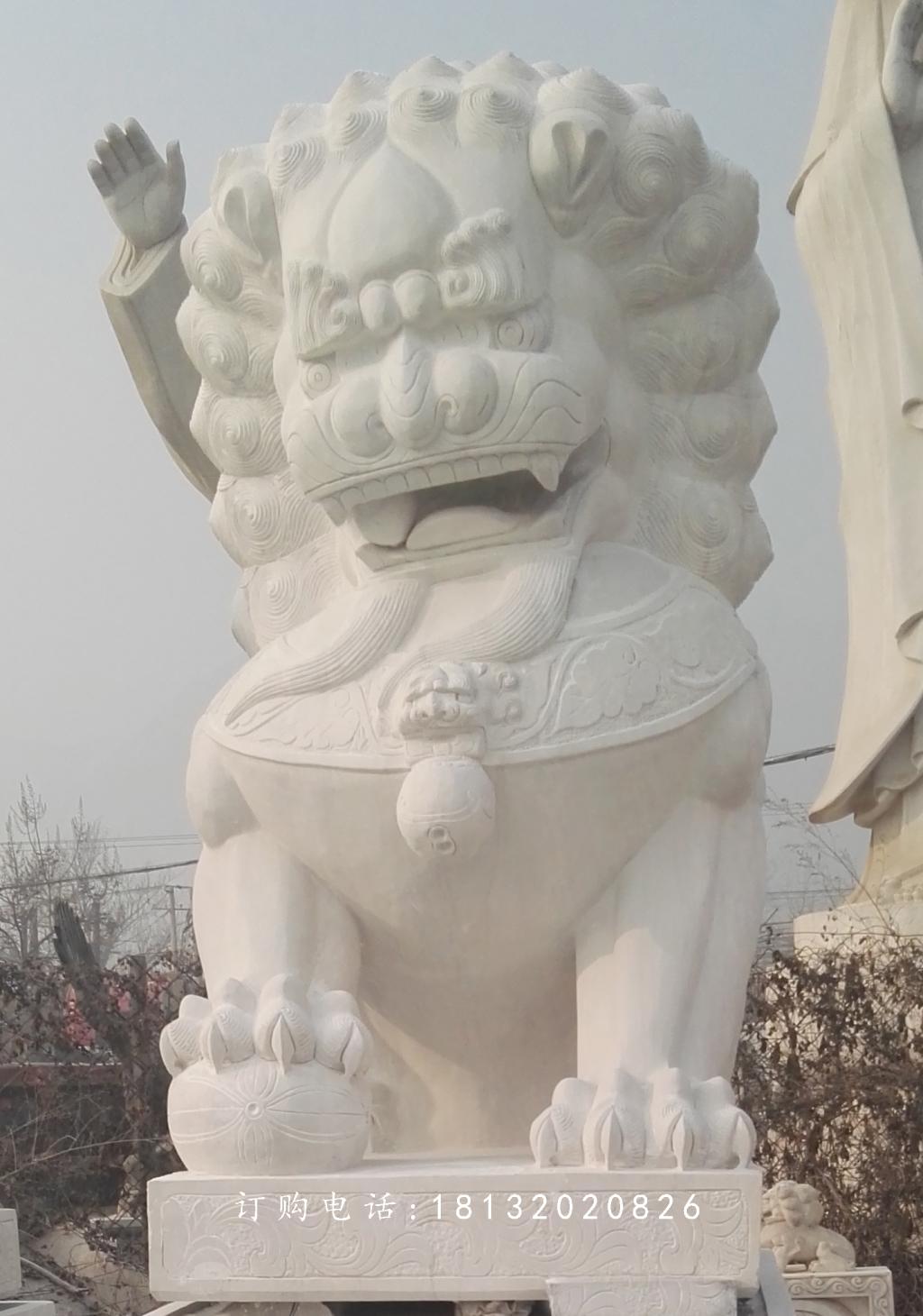 漢白玉獅子雕塑，漢白玉北京獅子 (2)